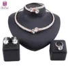 Bruids Dubai Gouden Sieraden Sets Kristallen Ketting Armband Oorbel Ring Nigeriaanse Bruiloft Vrouwen Sieraden Set