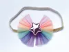 Boutique ins 15pcs Fashion Cute Glossy PU Star Bow Headbands Rainbow Mesh Bowknot Glitter Soft Hairbands Princess Headwear1216x