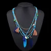 Collier de style ethnique exagéré luxueux Allmatch Collier en plumes de plumes en perles mélangées et collectes de perles de riz colorées assorties