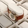 Boîte de montre en cuir à 24 fentes, grand espace de rangement pour bijoux, organisateur avec dessus en verre AOMV2898260