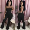 Kvinnors jumpsuits rompers kvinnor solid spaghetti rem ärmlöst boot cut flare bomull jumpsuit high streetwear one bit b322t