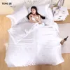 100% pure satin silk bedding set Home Textile King size bed set bedclothes duvet cover flat sheet pillowcases Whole Y2001340M