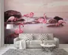 Animal 3d Wallpaper Nordic Small Fresh Sunset Lake Lucky Bird Pastoral Artistic Background Wall Interior Decoration Silk Mural Wallpaper