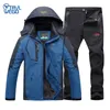 Vestes de ski TRVLWEGO combinaison de randonnée en plein air hommes coupe-vent imperméable thermique Snowboard neige veste pantalon vêtements de sport d'hiver