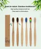 7 couleurs tête brosse à dents en bambou manche brut naturel arc-en-ciel brosse à dents colorée poils souples environnement