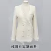 New women's v-neck beading buttons double breasted tassel tweed woolen white color slim waist coat plus size XSSMLXL216U