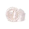 Fashion Nieuwe riem Rhinestone Round Buckle Diamond Lederen zwart -witte riem damesjurk met riem7146878