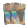 laser color Plastic bag Mylar Aluminum Foil Zipper Bag One side clear Back plastic packing bag Retail Package Jewelry food