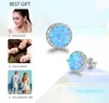 S925 pure silver Stud Nice handmade Blue opal earrings trendy simple wholesaling Mosaic piercing earring for Women Jewelry