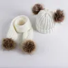 Pom Pom Hat Bufanda Set Niños Invierno Acrílico Beorías Real Part Pompon Cap Chica Cálido Punto Sólido Pink Blanco Sombreros Bufandas