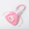 Jul Rosa Drawstring Bag Rosa Snowman Santa Clause Presentpåsar Kids Candy Smycken Borstat Dragkropp Ficka