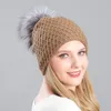 Beanie/Kafatası Kapakları FS 2022 Kış Kadınlar Gerçek Kürk Pom İnci Beanie Hat Sıradan Kadife Kafa Beanies Örme Şapkalar Slouchy Ski Cap1 Eger22