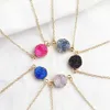 New Resin Stone Necklaces 5 Colors Gold Plated Geometry Stone Necklace For Elegant Women Girls Jewelry