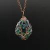 Copper wire winding tree of life water drop shell necklace energy stone necklace