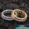 New Iced Out HipHop Cube CZ Baguette Rings Jewelery Gold Sliver Micro Paved Ring for Man Women Gift