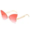 Butterfly Solglasögon Milano Fashion Show Theme Rimless Hollowing Out Temples Roliga Solglasögon Kvinnor