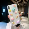 3D Cute Macarons Max Cake Clear Case för iPhone 8Plus Case XS Max XR 7 6 11Pro Ice Cream Glitter Transparent Soft Silicone Cover