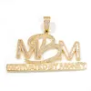 Hip Hop Jewelry Zircon Letter Motivated By Money Pendant Necklace with Rope Chain for Men Women