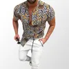 Summer Men Vintage Stampa Camicia Moda Casual Maniche corte Shirt stampata Plus Dimensioni Camicette