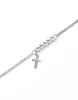 Thin Heavy Chain Necklace, Tiny Cross Pendant Necklace in Stainless Steel