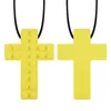 2020 Cross Shape Autism Building Block Teething Bead Pendant Durable Nursing Baby Silicone Autistic Peace Sensory Chew Molar Neckl1044834