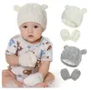 Chapeau d'hiver pour bébé fille chaud nouveau-né accessoires enfants bonnet en tricot 4 couleurs chapeau d'hiver pour enfants avec gants infantile oreille bonnet DWB1100