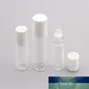 5 10ML Clear Roll on Glass Bottle Empty Fragrance Perfume Essential Oil Roller Ball Bottles 10Ml 1/3Oz Glass Roller White Plastic Lid Bottle