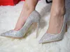 Bombas frete grátis mulheres moda bombas toe pontas saltos de cristal sapatos altos stiletto Rhinestone finos saltos senhoras sapatos de noiva