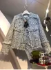 Ny Autumn Fashion Women's O-hals Tassel Fringe Rhinestone Bow Patched Tweed Woolen Tjockning Jacket Plus Size Casacos SML
