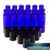 Cobalt Blue 10 ml 13oz tjock glasrulle på flaska Essential Oil tom aromaterapi parfymflaska med metallrullkula och svart4001778