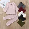 Abbigliamento per bambini caldi per ragazzi e ragazze T-shirt a maniche lunghe Pantaloni 2 pezzi Set di vestiti per bambini Primavera Autunno Abiti per neonati 6 colori 0-3T