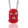 Stainless Steel Red Counter-Terrorism Mask Pendant Necklace Hip Hop Jewelry Cubic Zirconia Cuban Link Necklaces Men Women Punk Acc171G