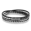 Charm Bracelets Selling Products Charms Multilayer Black/Brown Rope Leather &Bangles Magnetic Metal Stainless Steel Bracelet1