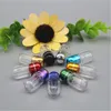 Mini Cute Capsule Shells Round Transparent Pill Cases Plastic Refillable Bottles with Aluminum Cap Medical Products