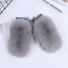 Five Fingers Gloves Women Winter Luxury Real Fox Fur Gloves Wool Kintting Mittens Girls Ski Warm Fur Mitts Russian Lady Wrist Glove