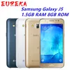 Odnowiony odblokowany Samsung Galaxy J5 J500F czterordzeniowy 1.5GB RAM 8GB ROM 13.0MP podwójna karta SIM Bluetooth telefon komórkowy