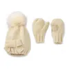 2Pcs/Set Kids Warm Knit Hat Gloves Set Children Cap Beanie Winter Mitten Gifts Cold Weather Accessories