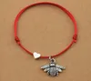 20 sztuk / partii Lucky Red Cord Heart Miłość Bee Charm Bransoletki Regulowane Dla Kobiet Mężczyzn Najlepsza Przyjaciel Para Koniczyna Biżuteria Prezenty