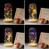 Fleur éternelle Rose dans Flask Glass Dome Valentine039 Gift Day With Night Light for Wedding Mother Day Presen8979581