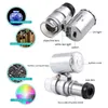 60X Mini Microscope bijoutier Loupe lentille Loupe éclairée 3 LED avec lumière UV #201