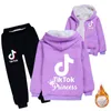 Hot sale TikTok Children's Cardigan Long Sleeve Zipper Velvet Hoodies Trousers Tik Tok Boy/Girl Set Teen Kids Winter Sweatshirt Hooded Coat