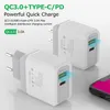 AC Quick Charge QC30 PD Charger 18W 25W USB Typ C Mobiltelefonväggladdare Adapter för iPhone Samsung EU UK US Plug Dual Ports 9124126