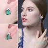 8ct Simulated Nano Emerald Hoop Earrings 925 Sterling Silver Earrings For Women Gemstones Korean Earings Fashion Jewelry9710456