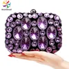 Purple Luxury Crystal Women Evening Bags Clutch Party Purse Ladies Wedding Bridal Diamond Beading Handbag 2020 New1320U