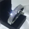 Choucong Köpüklü Shinning Lüks Takı 10kt Beyaz Altın Dolgu Çift Prenses Kesim Beyaz Topaz CZ Diamond Partisi Kadın Düğün Bri9448080