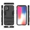 Hybrid Kickstand Anti Shock Defender Armor Case TPU + PC Cover för iPhone 12 5.4 6.1 6.7 11 Pro Max 6 7 8 Plus XR XS Max 50PCS /