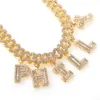 BLING KING HIPHOP DIY uttalande 12mm S-Link Miami Kubansk Necklace Baguette Letter Pendant Ankel Smycken Partihandel Egen stil Y200810