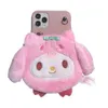 Custodie per cartoni animati 3D Cute Plush Cinnamoroll Custodie per portafoglio Cover per telefono in silicone morbido per iPhone 14 13 12 11 pro max 6 7 8 X XS XR