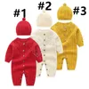 Twist Knit Baby Rompertjes Eendelig Trui En Hoed Set Zuigelingen Button BodySuits Playsuits Herfst Winter Kinderkleding Jumpsuits D82407