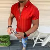 2020 Summer Men Disual T Shirts Fashion Hawaiian Stripe Shorted Sleeve Beach Holiday Floral Streetwear V-Neck Zipper T-Shirt-Shirt-Shirt